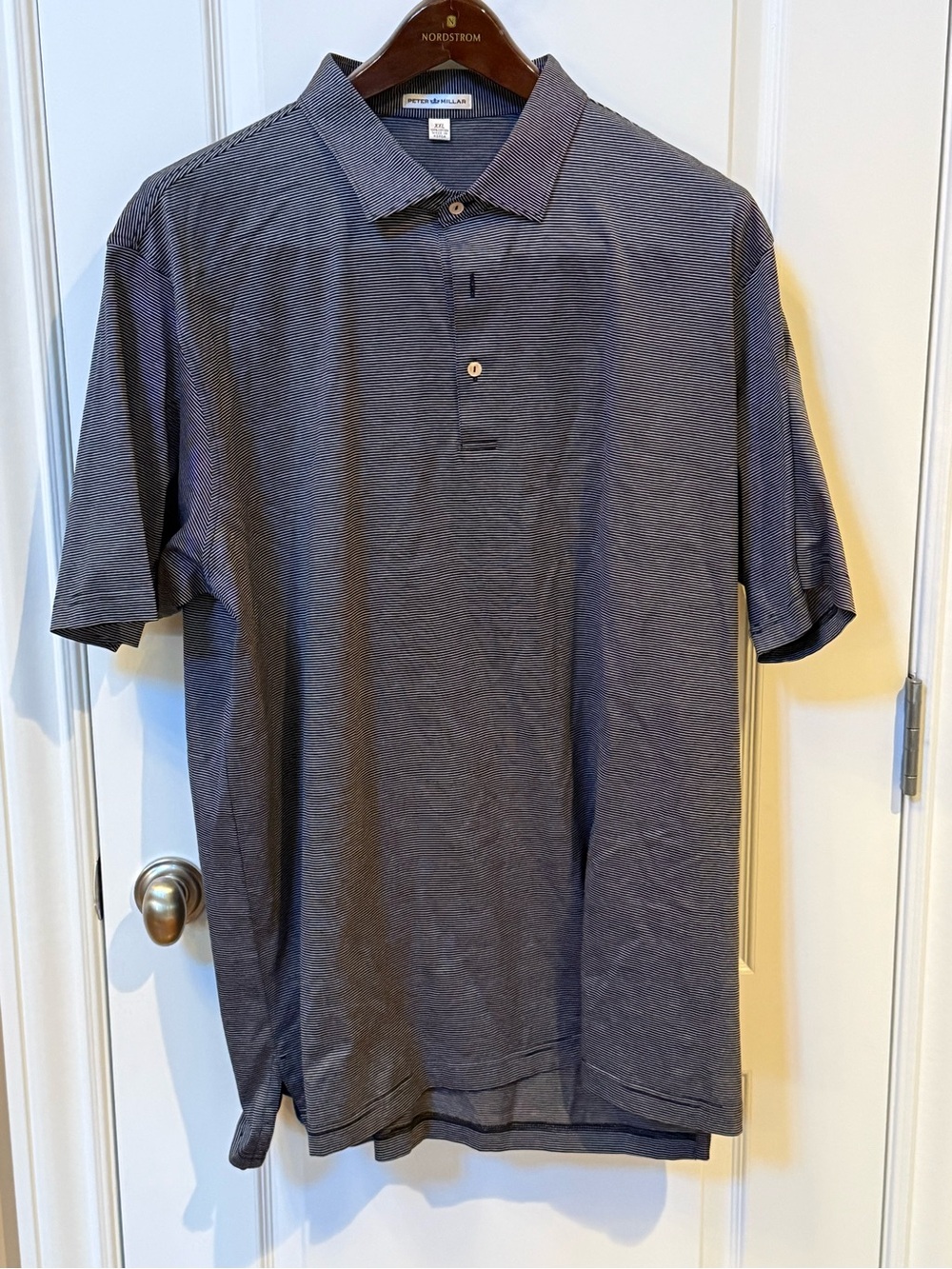 Peter Millar Men's Navy Micro-Stripe Polo